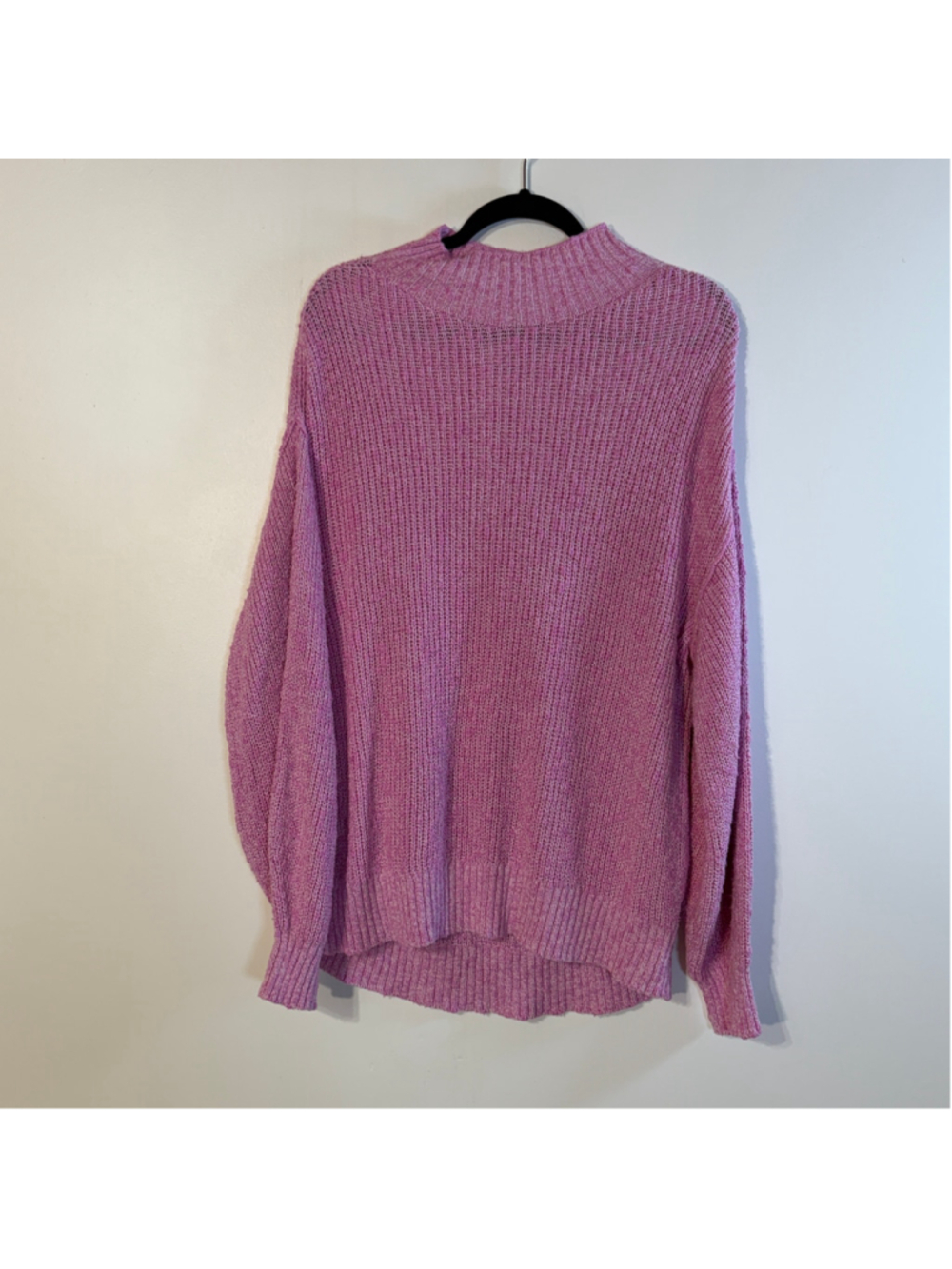 Aerie Marled Cotton Mock Neck Oversized Chunky Knit Sweater Women’s Large Pink